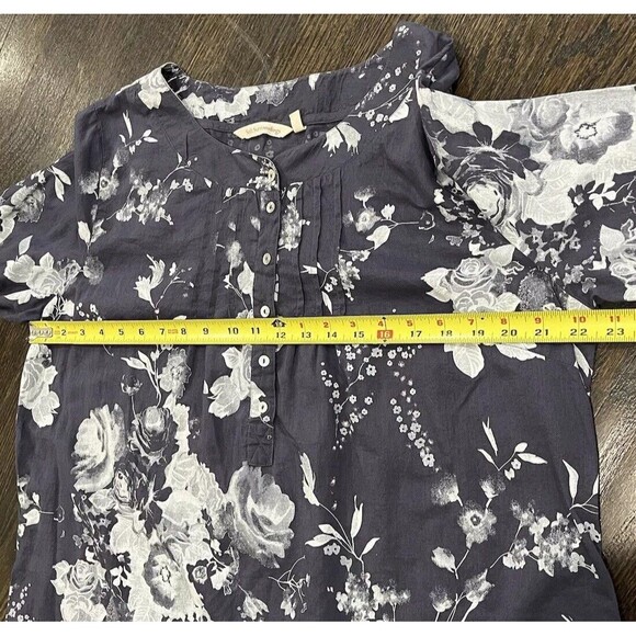 Soft Surroundings Blouse Women’s XL Petite Blue Floral Cotton Tunic Long Sleeve - Picture 7 of 7